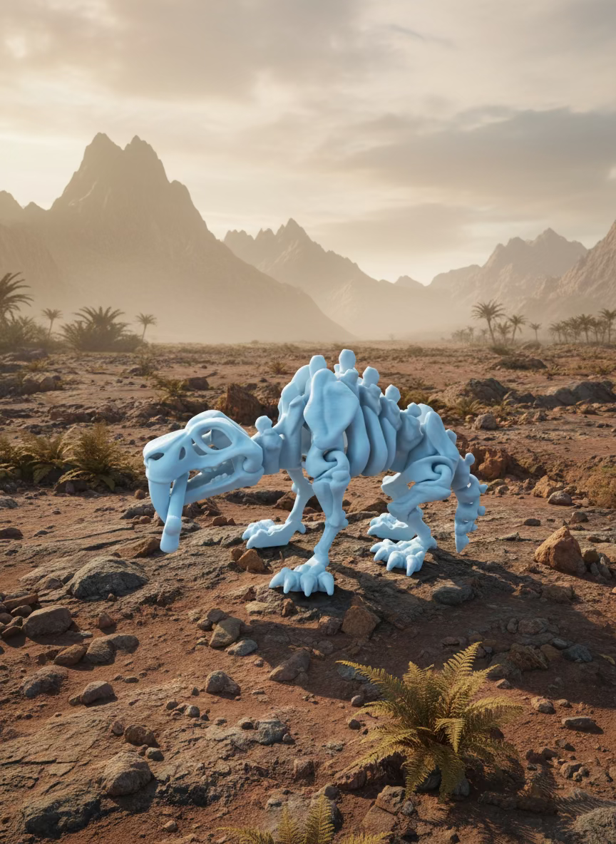 🐅 Dent de Sabre – Squelette 3D articulé